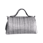 Mira Silver & Dark Grey Tweed Print & Black Nappa