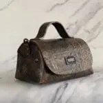 Mira Brown Hieroglyphics Pattern Leather