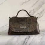 Mira Brown Hieroglyphics Pattern Leather