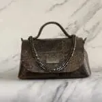 Mira Brown Hieroglyphics Pattern Leather