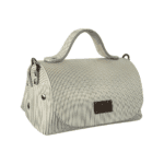 Mira White & Black Pinstripe Leather