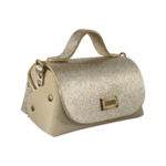 Mira Off-white Saffiano & Champagne Crumpled Leather