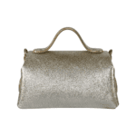 Mira Off-white Saffiano & Champagne Crumpled Leather