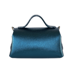 Mira Teal Blue Metallic Saffiano Leather