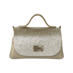 Mira Off-white Saffiano & Champagne Crumpled Leather