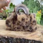 Kach Brown Cheetah Print Rabbit Fur