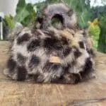 Kach Brown Cheetah Print Rabbit Fur