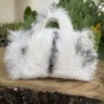 Kach White & Grey Stripe Rabbit Fur