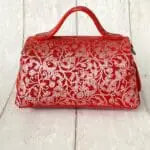 Mira Red Nappa & Silver Floral Print On Red Suede