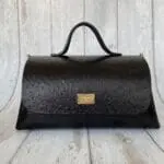 Mila Black Ostrich Print Leather