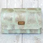 Di'Ja Mint & Silver Giant Crocco Embossed Leather
