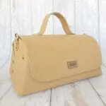 Mila Beige Check Embossed Leather