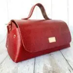 Mila Deep Red Lizard Print Leather