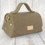 Mira Army Green Giant Woven Embossed Leather