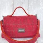 Mira XO Raspberry & Black Abstract Check Leather