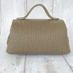 Mira Army Green Giant Woven Embossed Leather