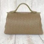 Mira Army Green Giant Woven Embossed Leather
