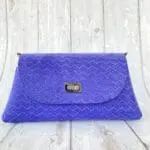 Mona Blue Herringbone Print On Suede