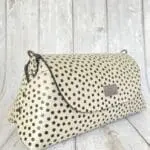 Mona Black And White Poka Dot Print Leather