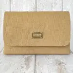 Di'ja Beige Check Embossed Leather Gold Beige