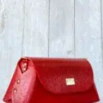 Mona Red Ostrich Print Leather