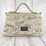 Mira Grey And Cream Lizard Print Leather