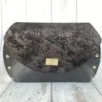 Mags Black Embossed Haircell Leather And Black & Gold Tweed Effect Print