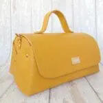 Mila Yellow Check Embossed Leather