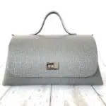 Mila Dark Grey Check Embossed Leather