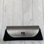 Lyla Silver And Black Mosaic Print Leather & Black Shiny Abstract Print