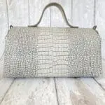 Mila White And Grey Croc Print Leather