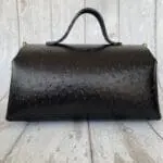 Mila Black Ostrich Print Leather