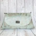 Mona Mint & Grey Giant Crocco Embossed Leather