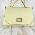 Mira Pastel Yellow Lizard Print Leather