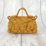 Kach Grey Crackled Print on Yellow Suede