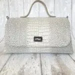 Mila White And Grey Croc Print Leather