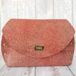 Mags Coral & Gold Lizard Print Leather