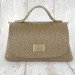 Mira Army Green Giant Woven Embossed Leather