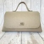 Mila Light Grey Check Embossed Leather