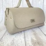 Mila Light Grey Check Embossed Leather