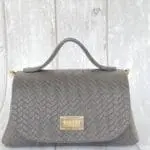 Mira Dark Grey Giant Woven Embossed Leather