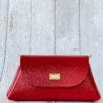 Mona Red Ostrich Print Leather