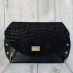 Mags Black Shiny Crocco Print And Black Shiny Epi-Lite