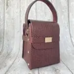 Dupe Burgundy Woven Leather Print