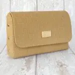 Di'ja Beige Check Embossed Leather Gold Beige