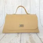Mila Beige Check Embossed Leather