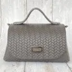 Mira Dark Grey Giant Woven Embossed Leather