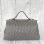 Mira Dark Grey Giant Woven Embossed Leather