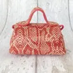 Kach Pink, Gold Python Print Leather