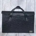 Ally Black Giant Pebble Embossed Leather